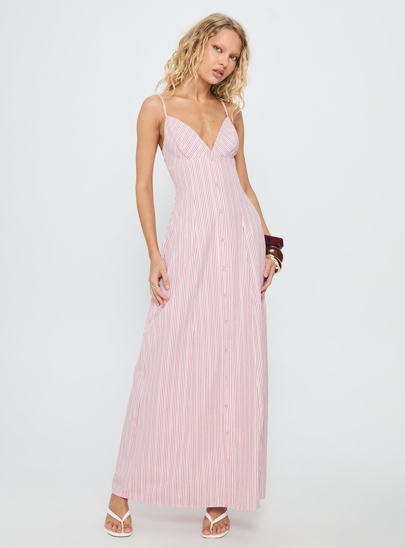 Alternative view of Samiyah Button Down Maxi Dress Red Stripe