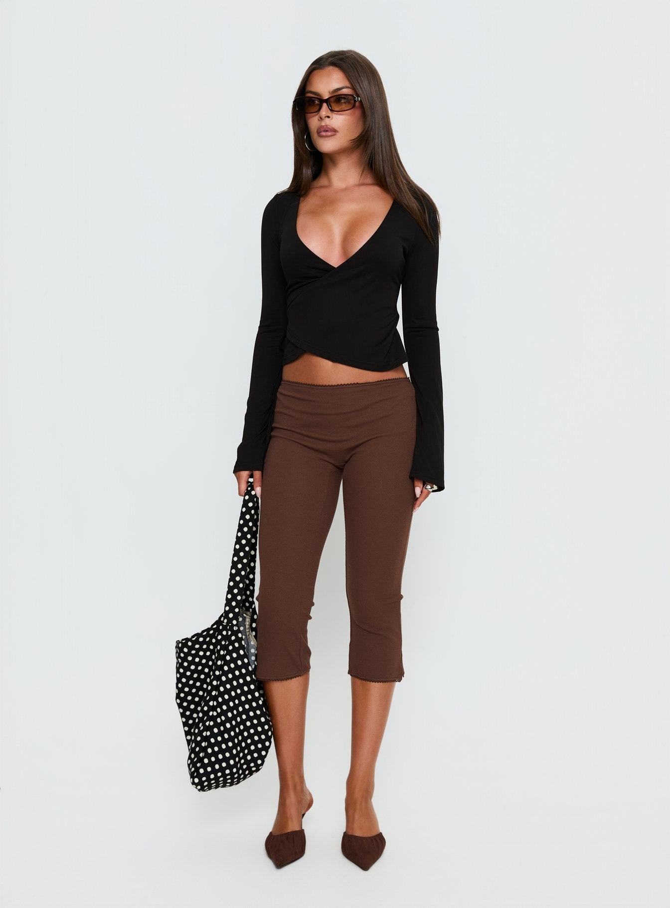Stefanee Long Sleeve Wrap Top Black - Image 3