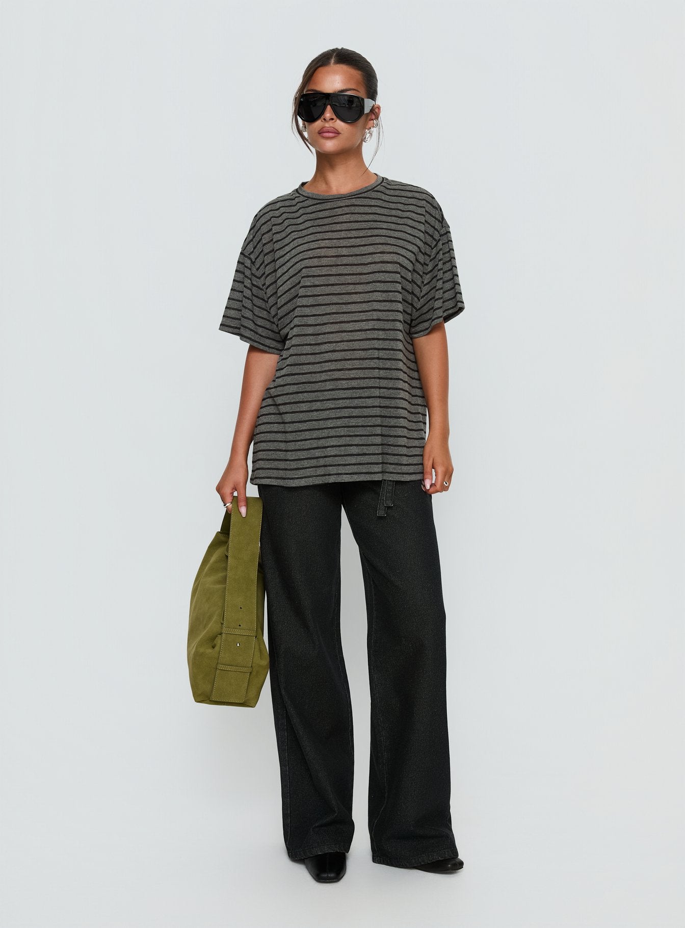 Alternative view of Zaydee Oversized Tee Grey / Black Stripe