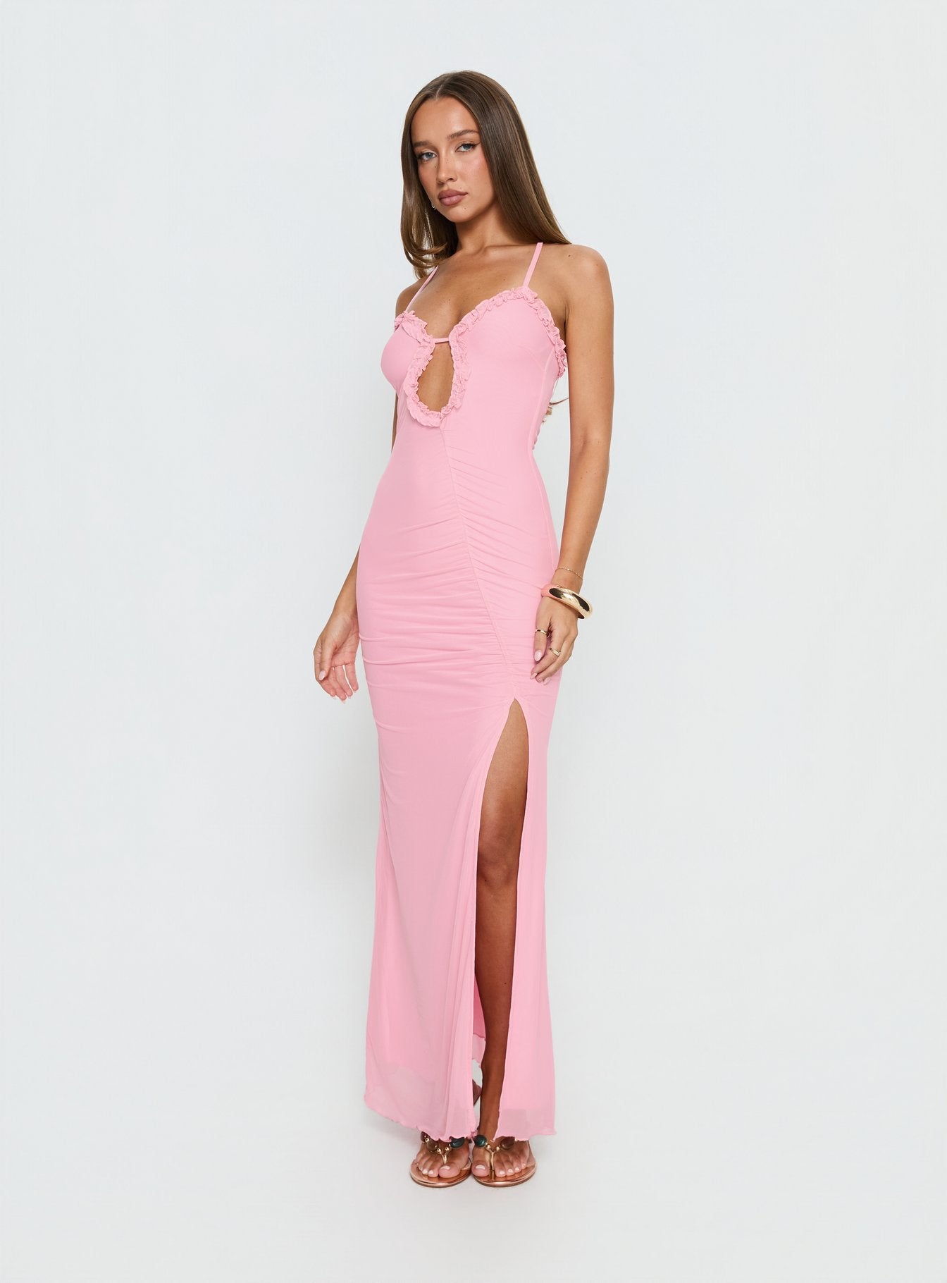 Alternative view of Soulina Ruched Maxi Dress Pink