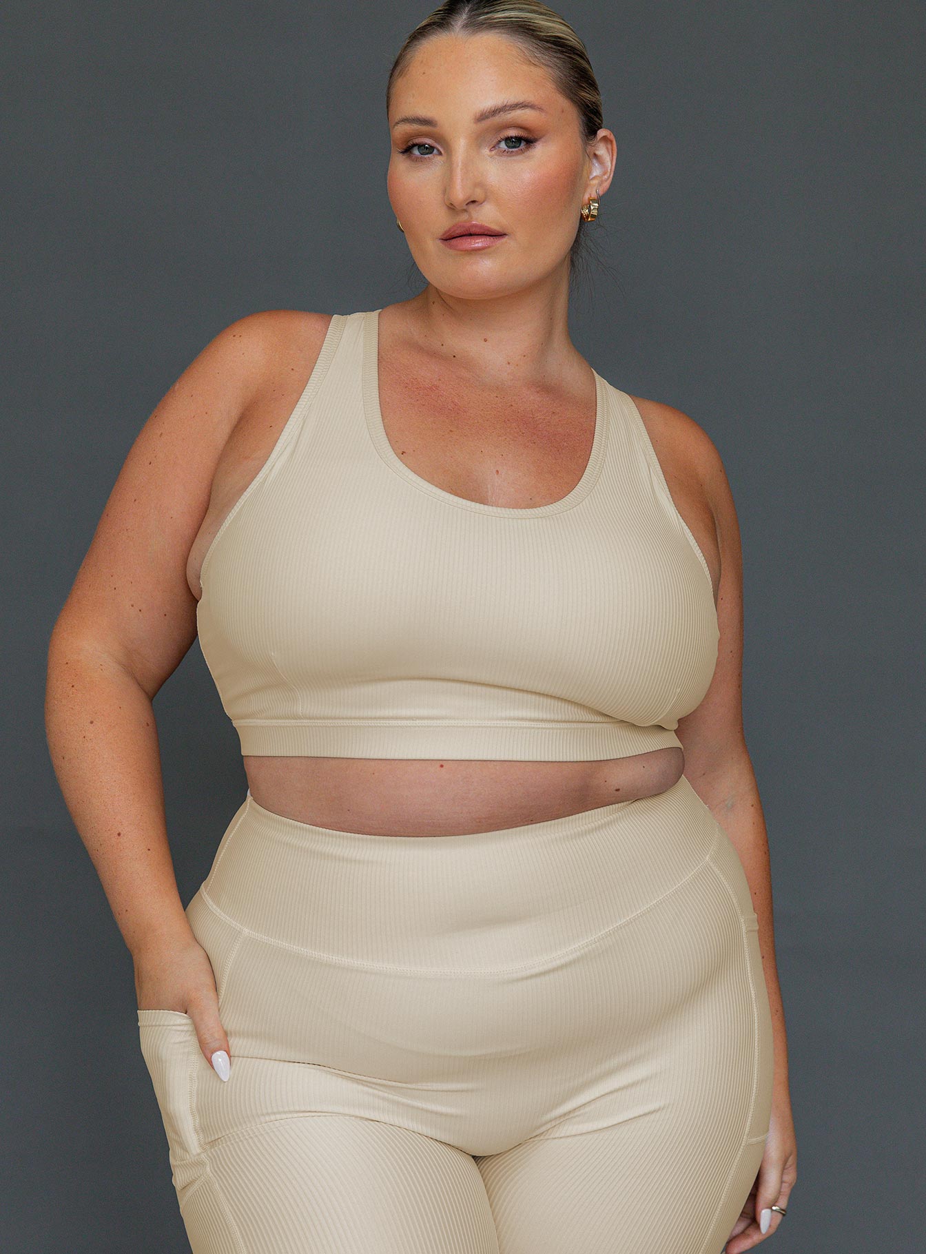 Alternative view of Turbo Activewear Rib Top Latte Curve