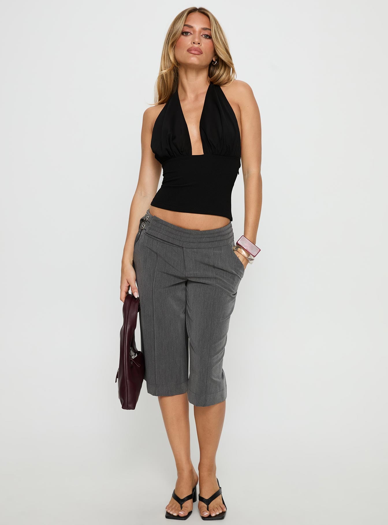 Rakelle 3/4 Tailored Shorts Dark Grey - Image 3