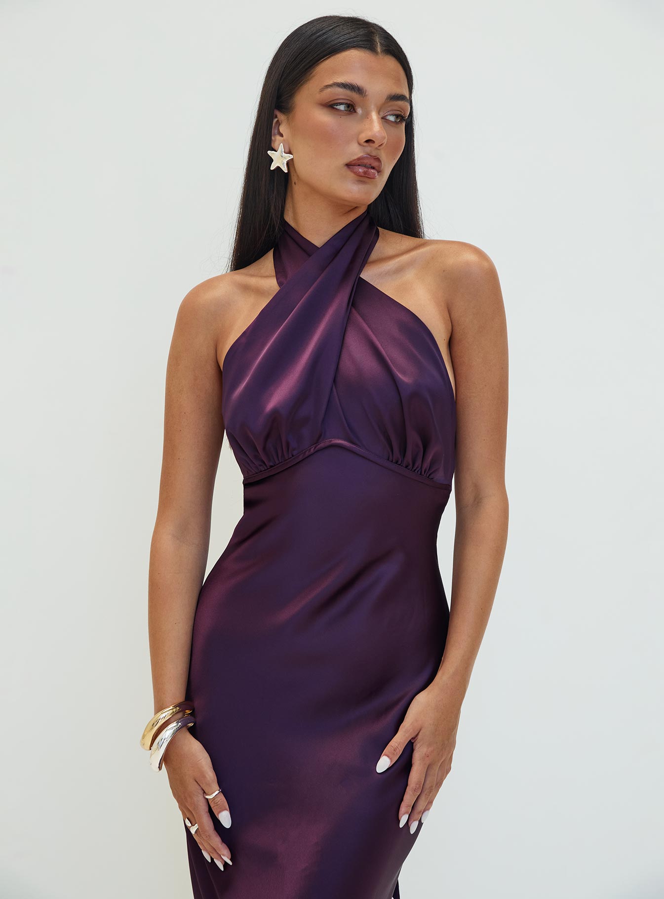 Alternative view of Rosaminta Halter Maxi Dress Plum