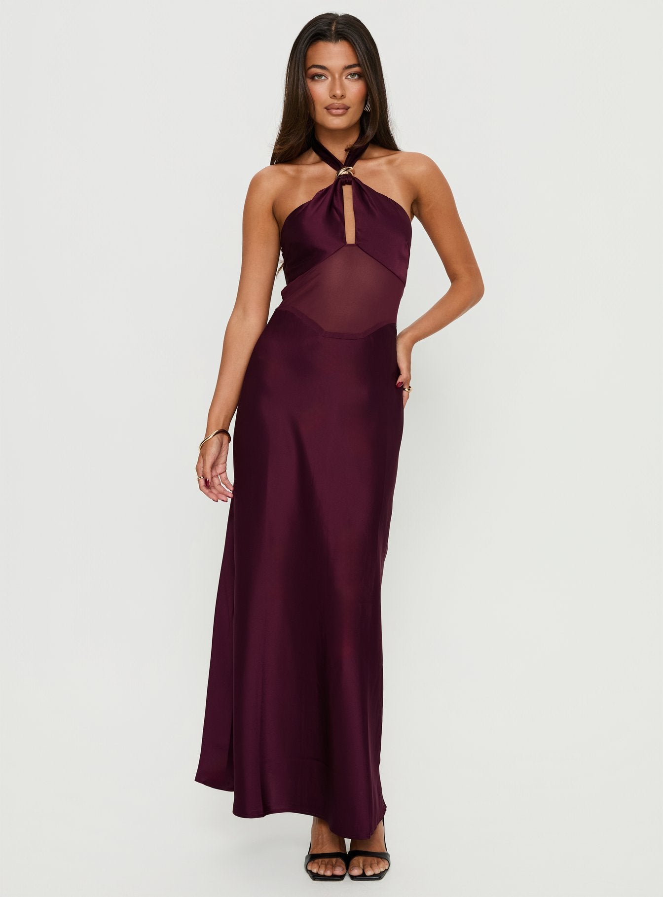 Alternative view of Rosario Halter Sheer Maxi Dress Plum