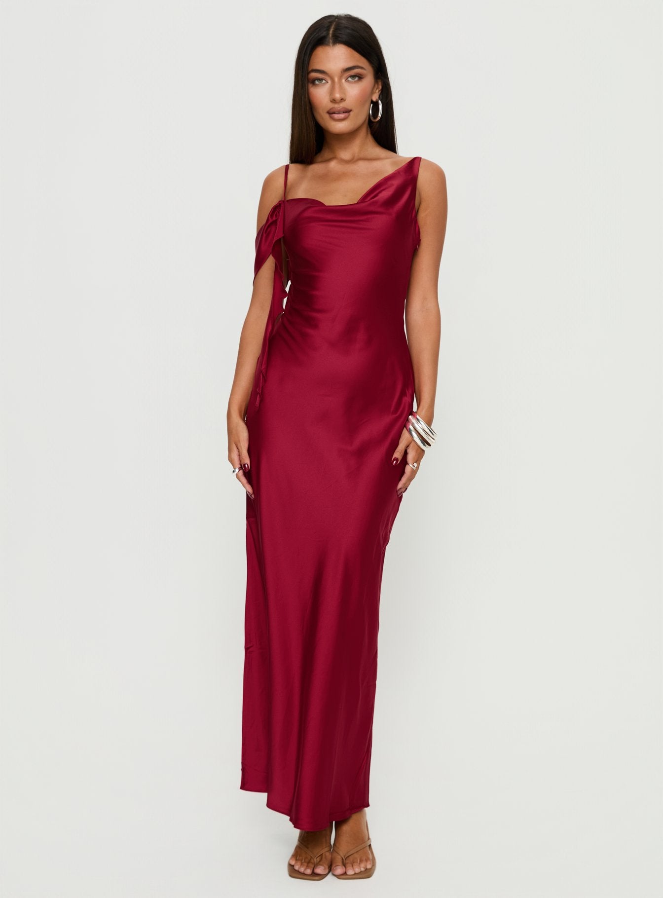 Silah Cowl Neck Maxi Dress Red - Image 3