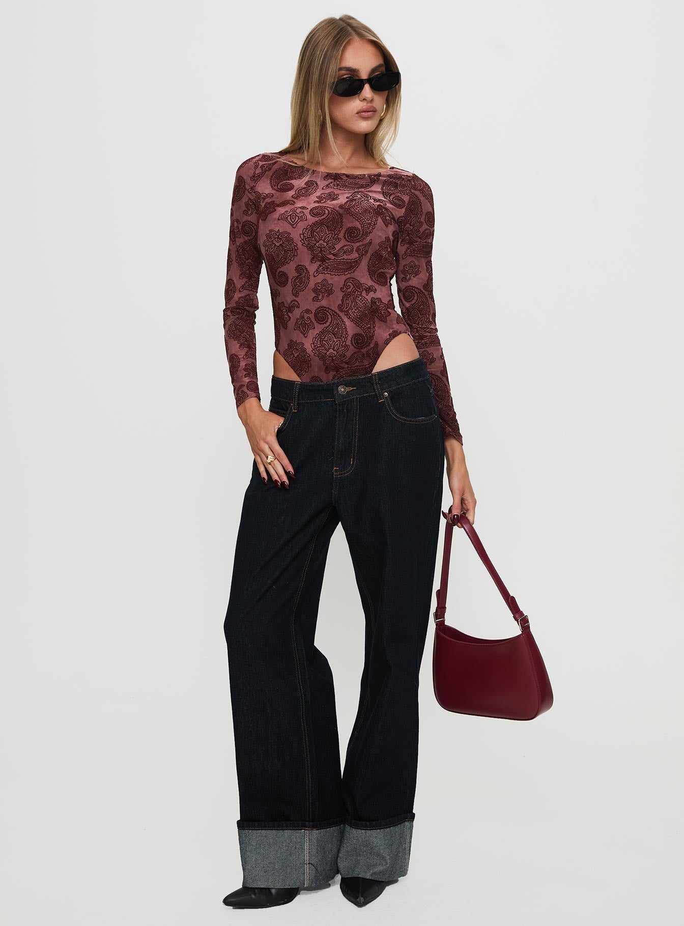 Alternative view of Spruce Bodysuit Red Paisley