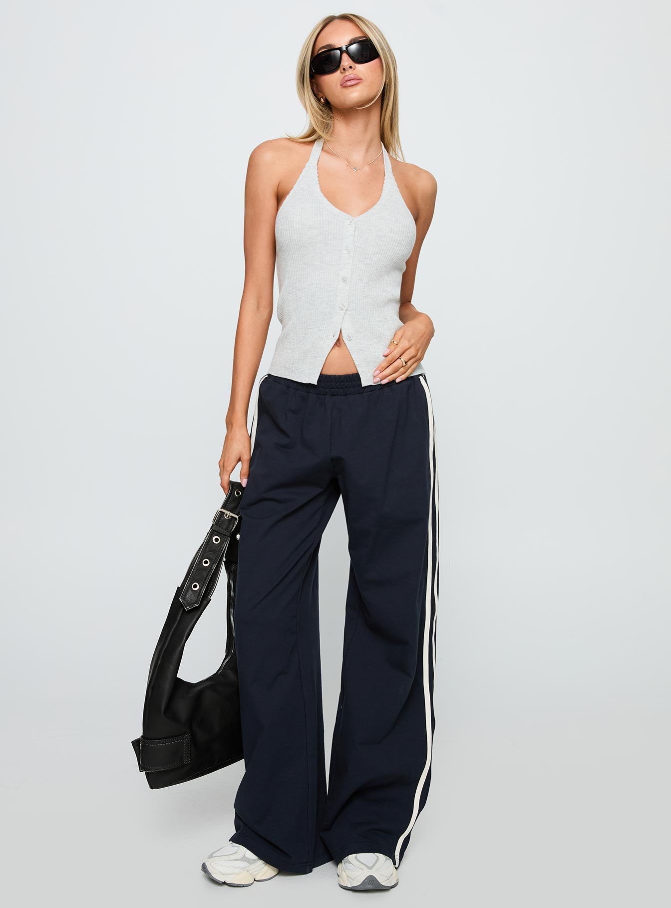 Alternative view of Suzu Knit Halter Top Grey