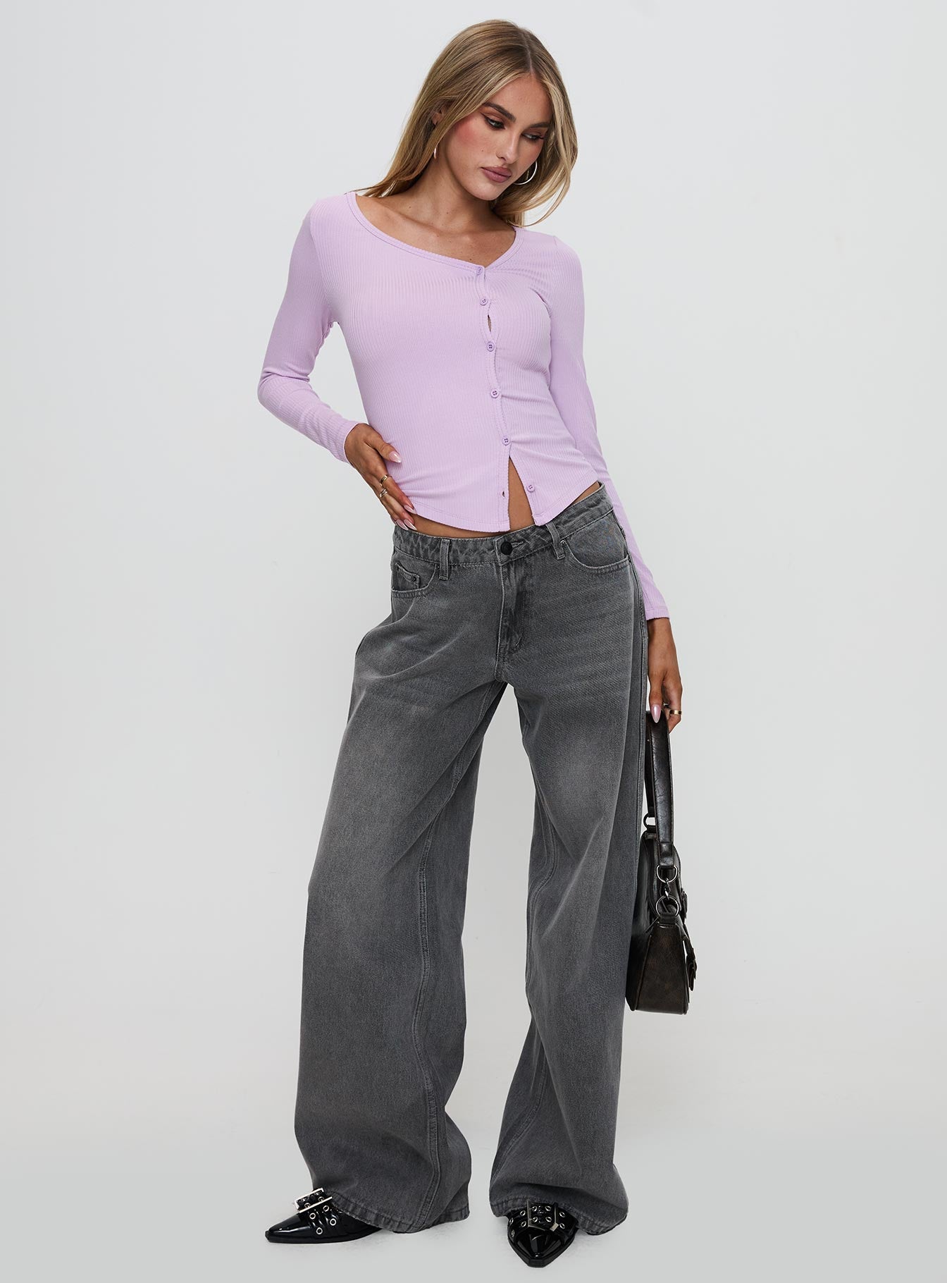 Alternative view of Sadira Long Sleeve Button Up Top Lilac