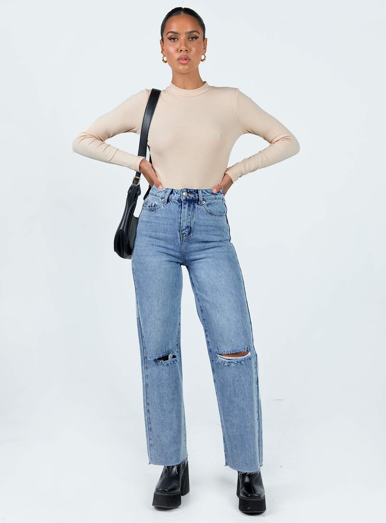 Thorne High Rise Straight Leg Jeans Denim - Image 3
