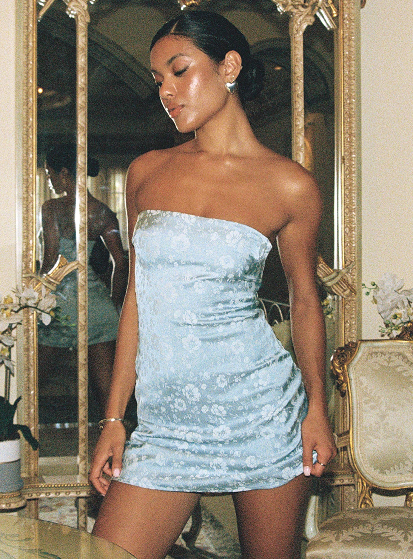 Alternative view of Ramie Strapless Mini Dress Blue