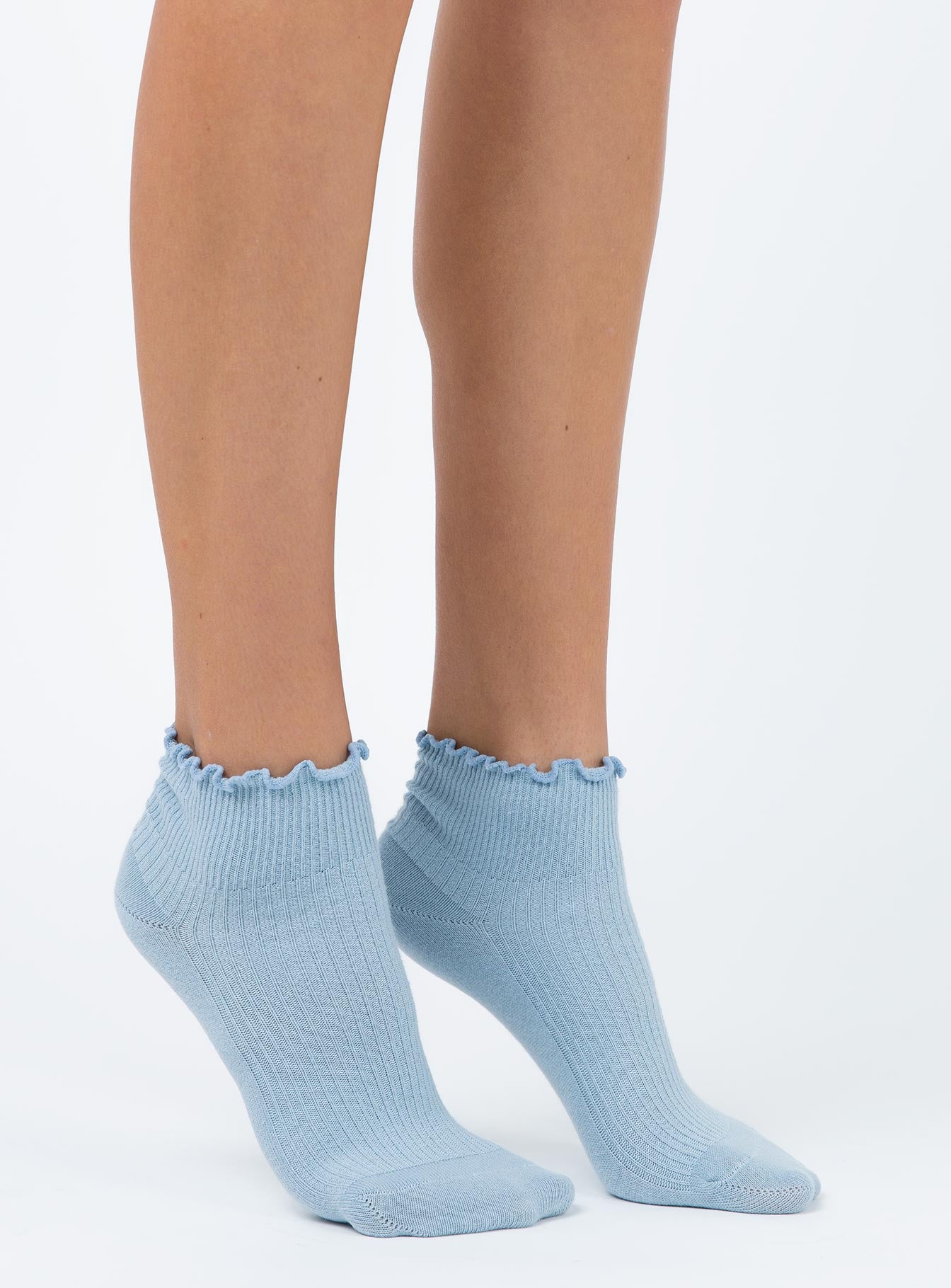 Alternative view of Ribbed Ruffle Socks Baby Blue