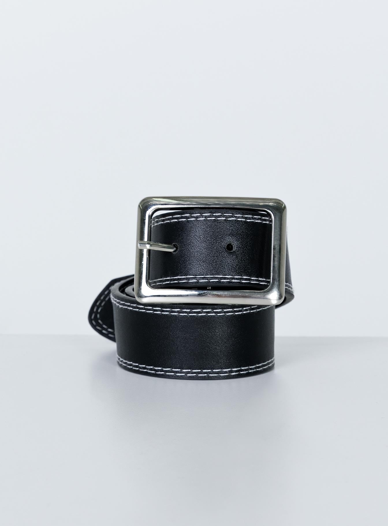 Alternative view of Sydney Contrast Stitch Belt Black