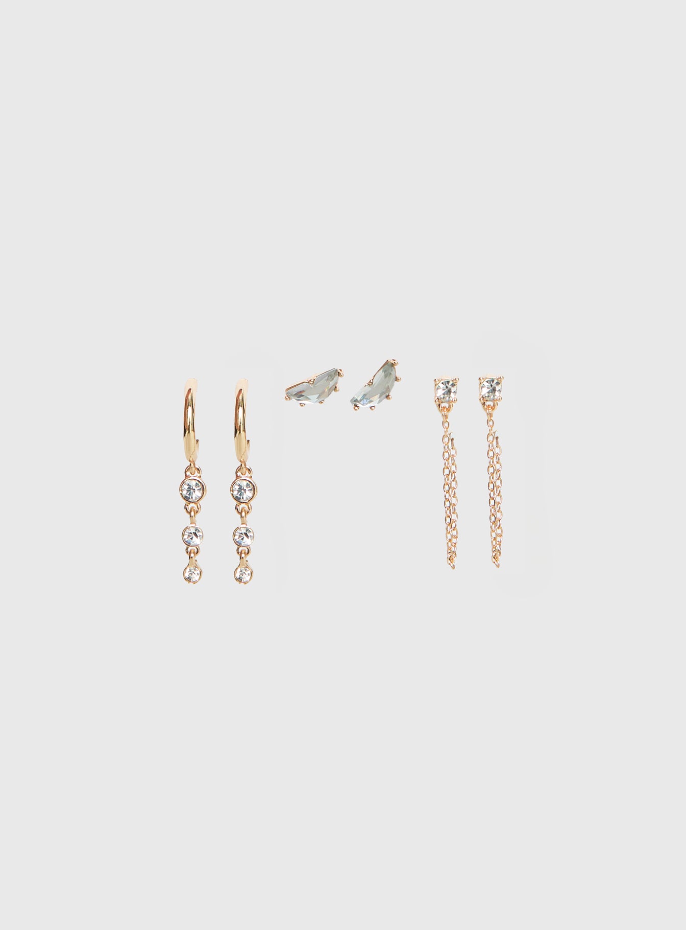 Alternative view of Think Later Diamante Earring Pack Gold