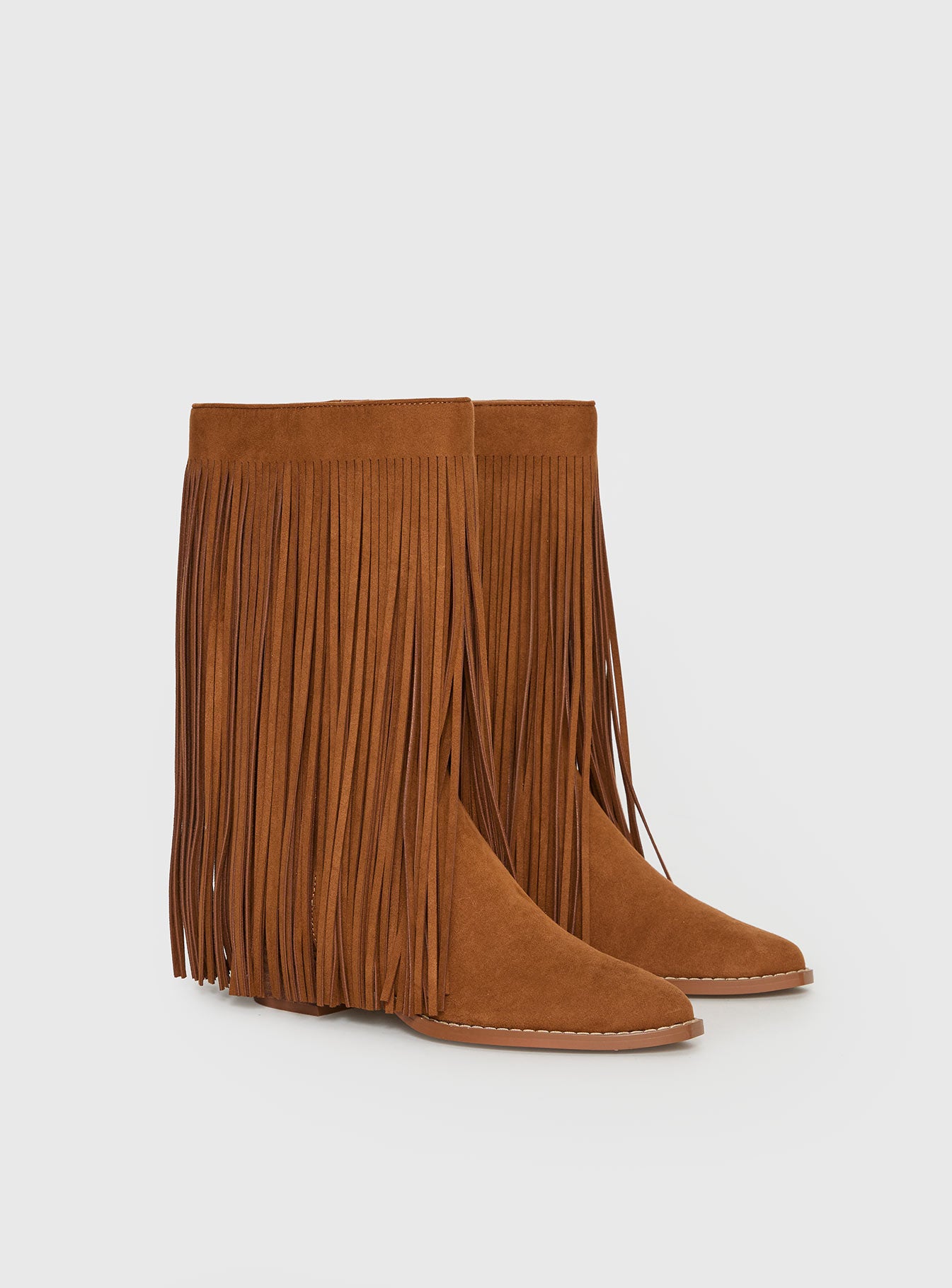 Alternative view of Wild Card Tassel Faux Suede Boots Brown