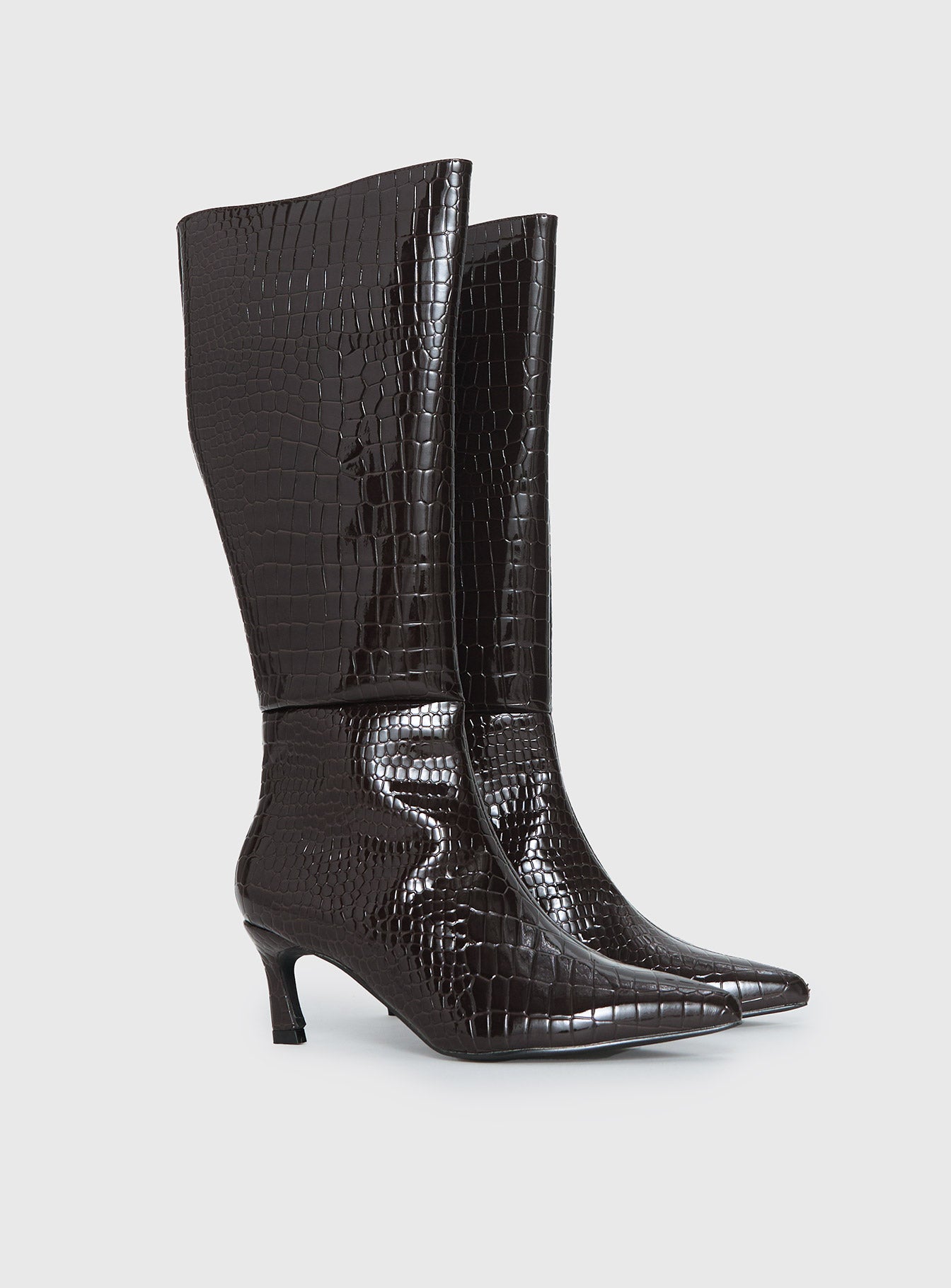 Therapy Dove Knee High Boots Chocolate Croc - Image 2