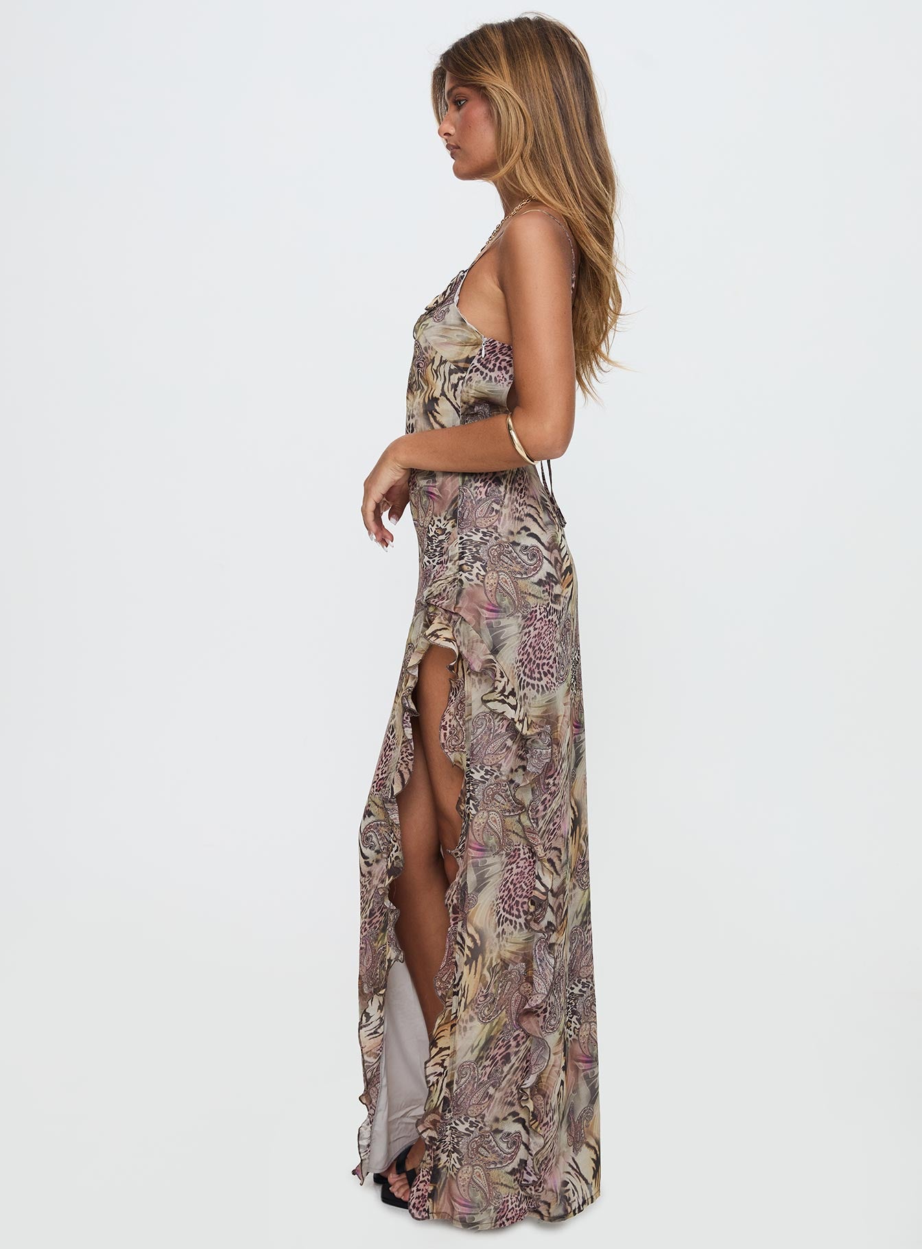 Sympathize Frill Split Maxi Dress Multi - Image 4