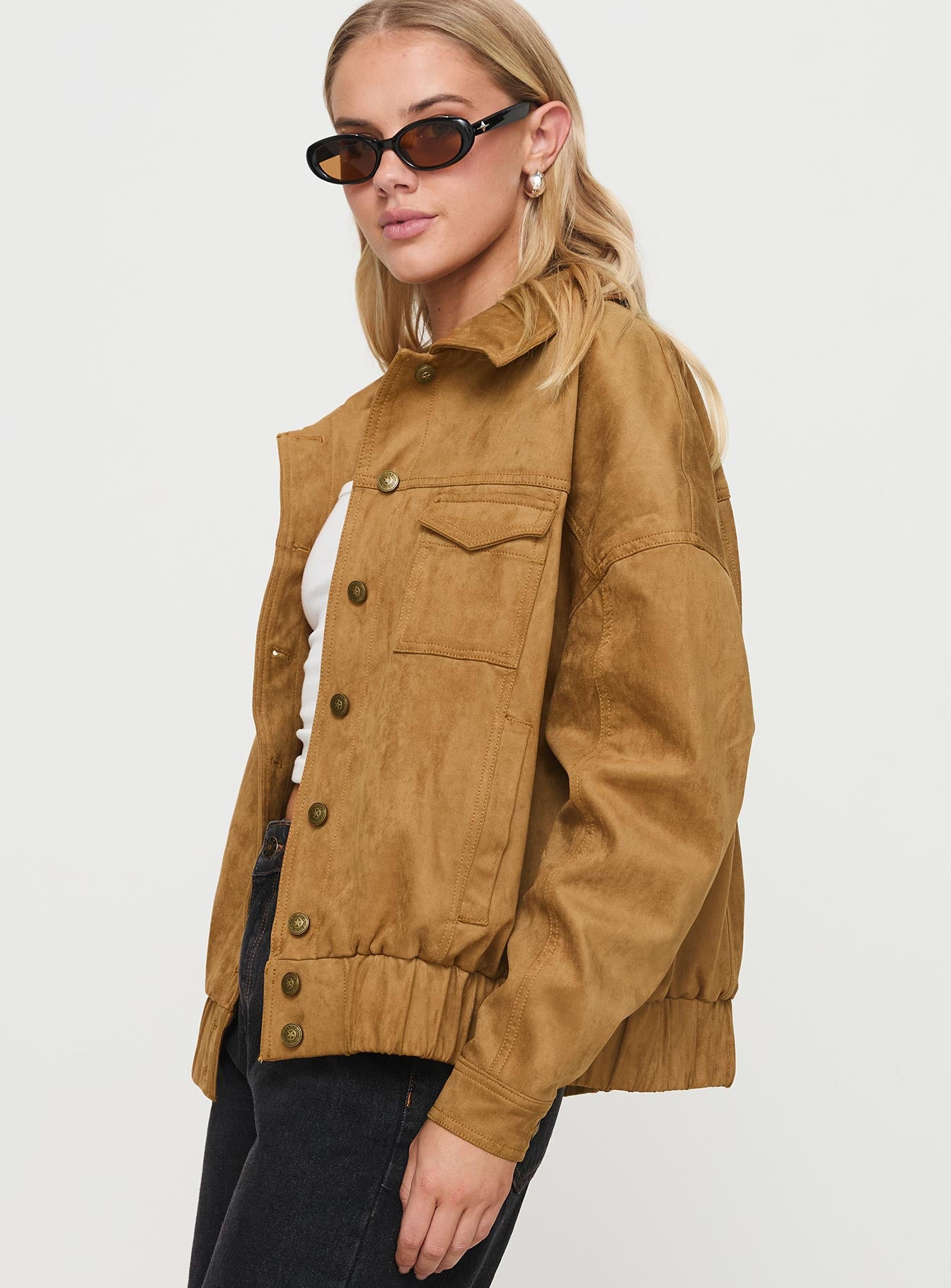 Ristretto Faux Suede Bomber Brown - Image 4