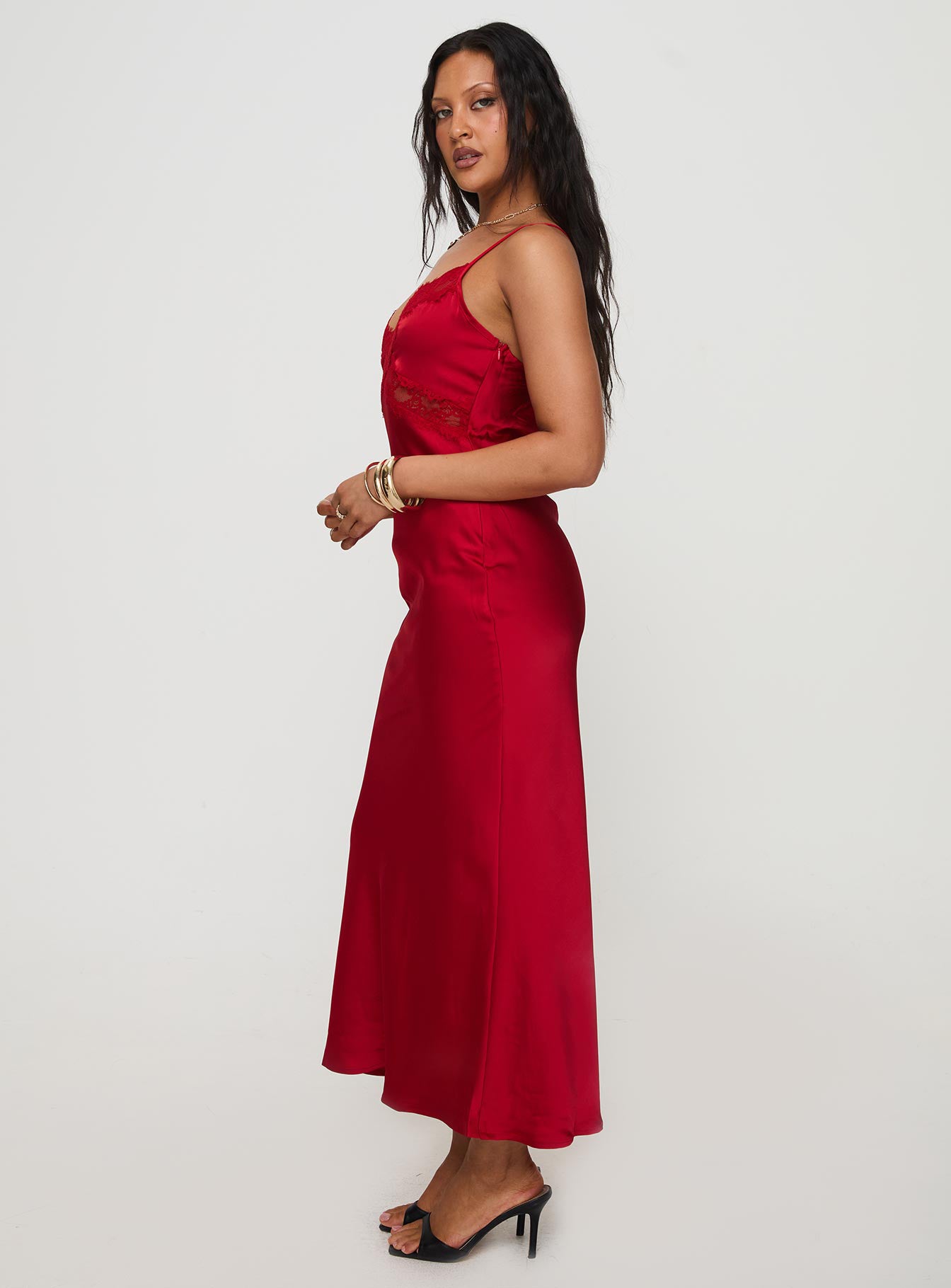 Treasure Bias Cut Maxi Dress Red - Image 3