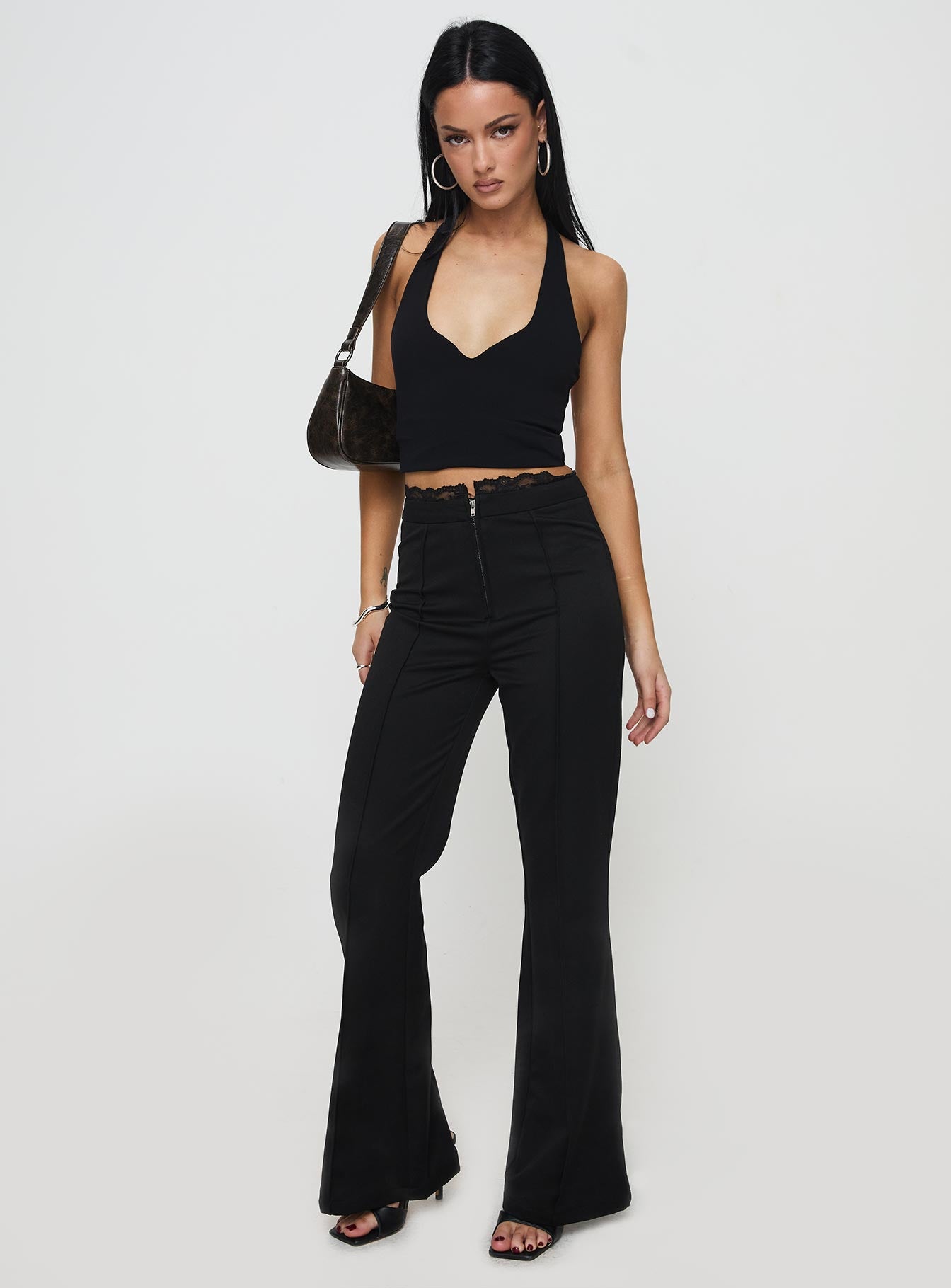 Alternative view of Stellina Slim Fit Flared Pants Black