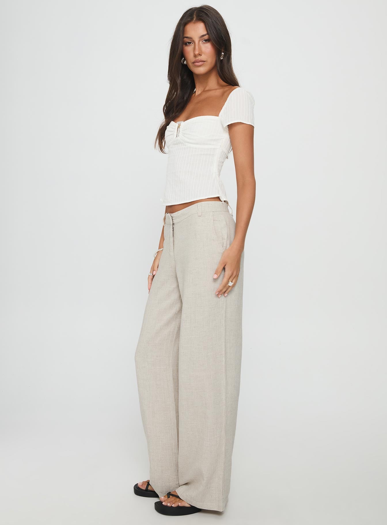 Syrena Tailored Wide Leg Pant Natural - Image 4
