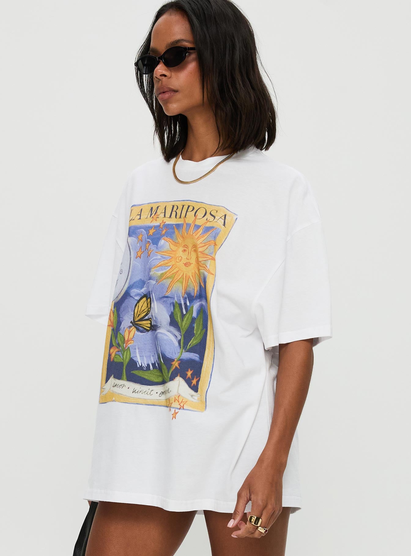 Tarot Card Oversized Graphic Top White / Multi - Image 4