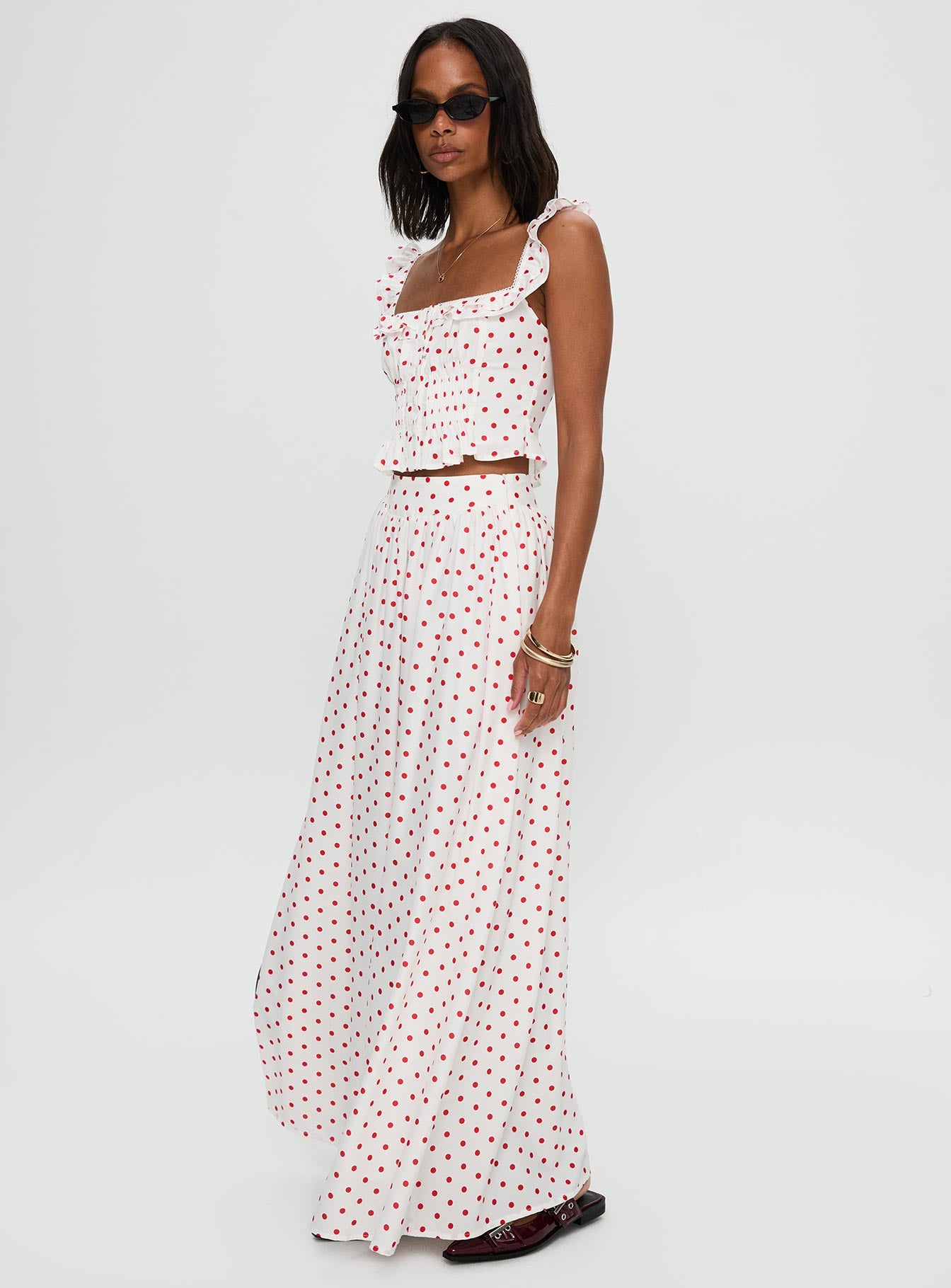 Valerio Maxi Skirt White / Red - Image 4