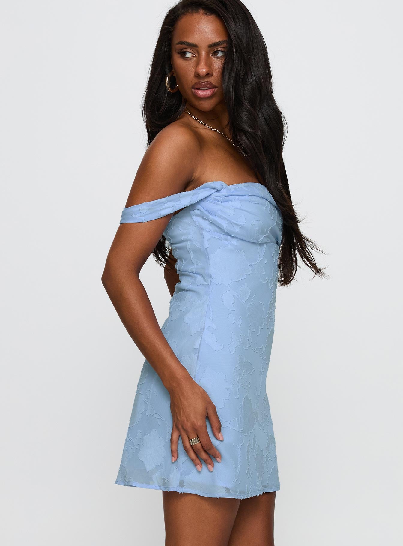 Zabbarra Off The Shoulder Mini Dress Blue - Image 4