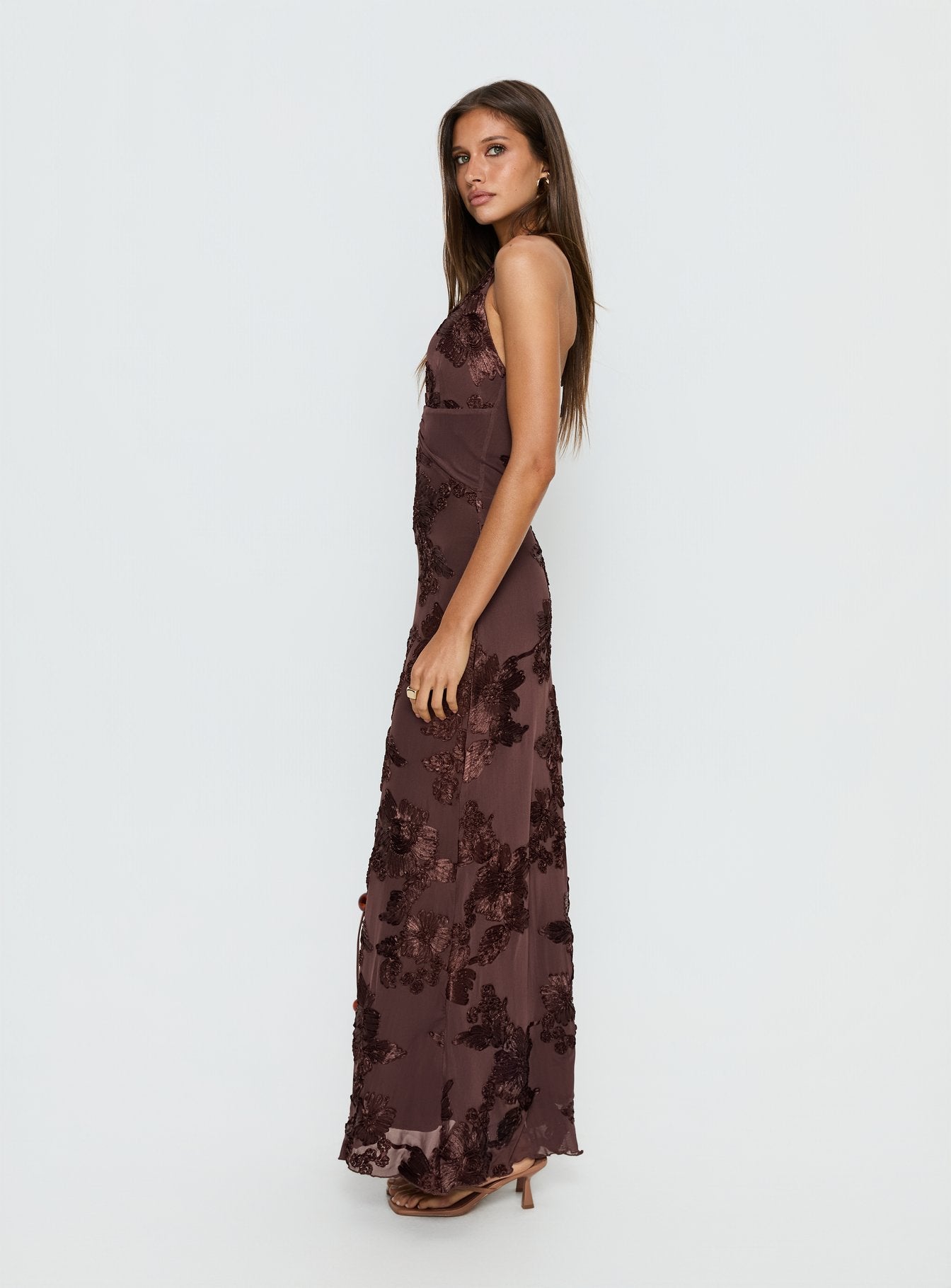 Rousseau Halter Maxi Dress Espresso - Image 4