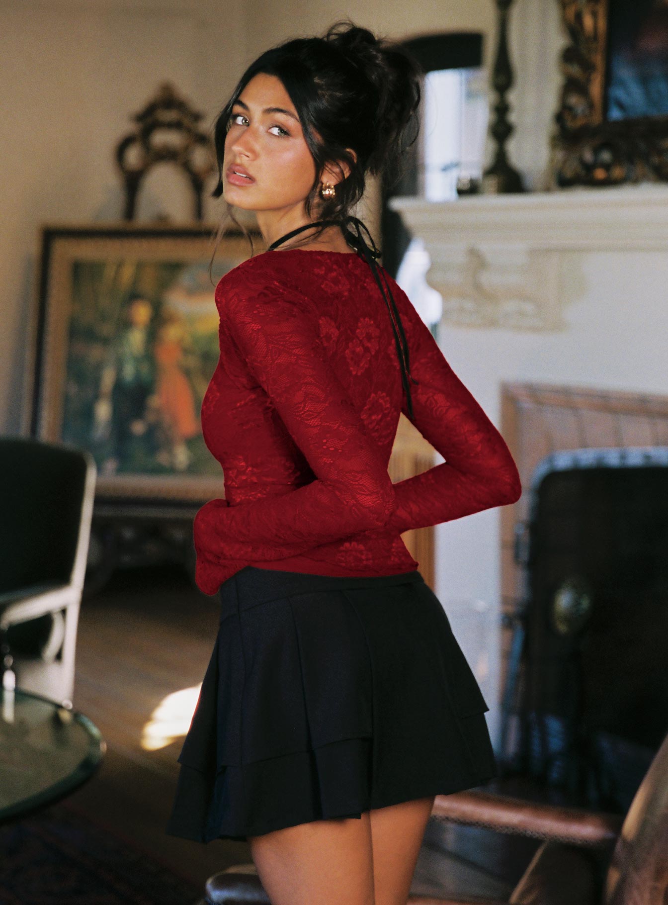 Yeva Pleat Mini Skirt Black - Image 10