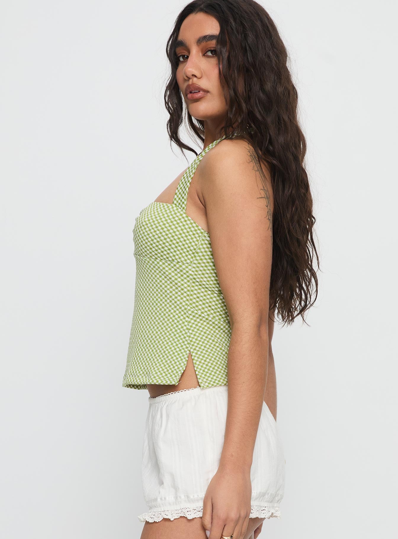 Zaelis Ring Detail Halter Top Green - Image 4