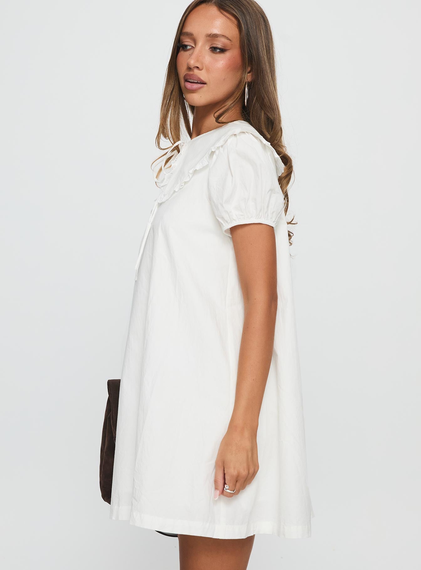 Roseprick Puff Sleeve Babydoll Dress White - Image 4