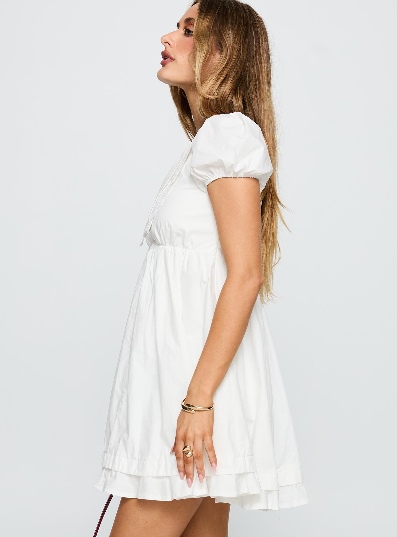 Sailoh Puff Sleeve Baby Doll Mini Dress White - Image 4