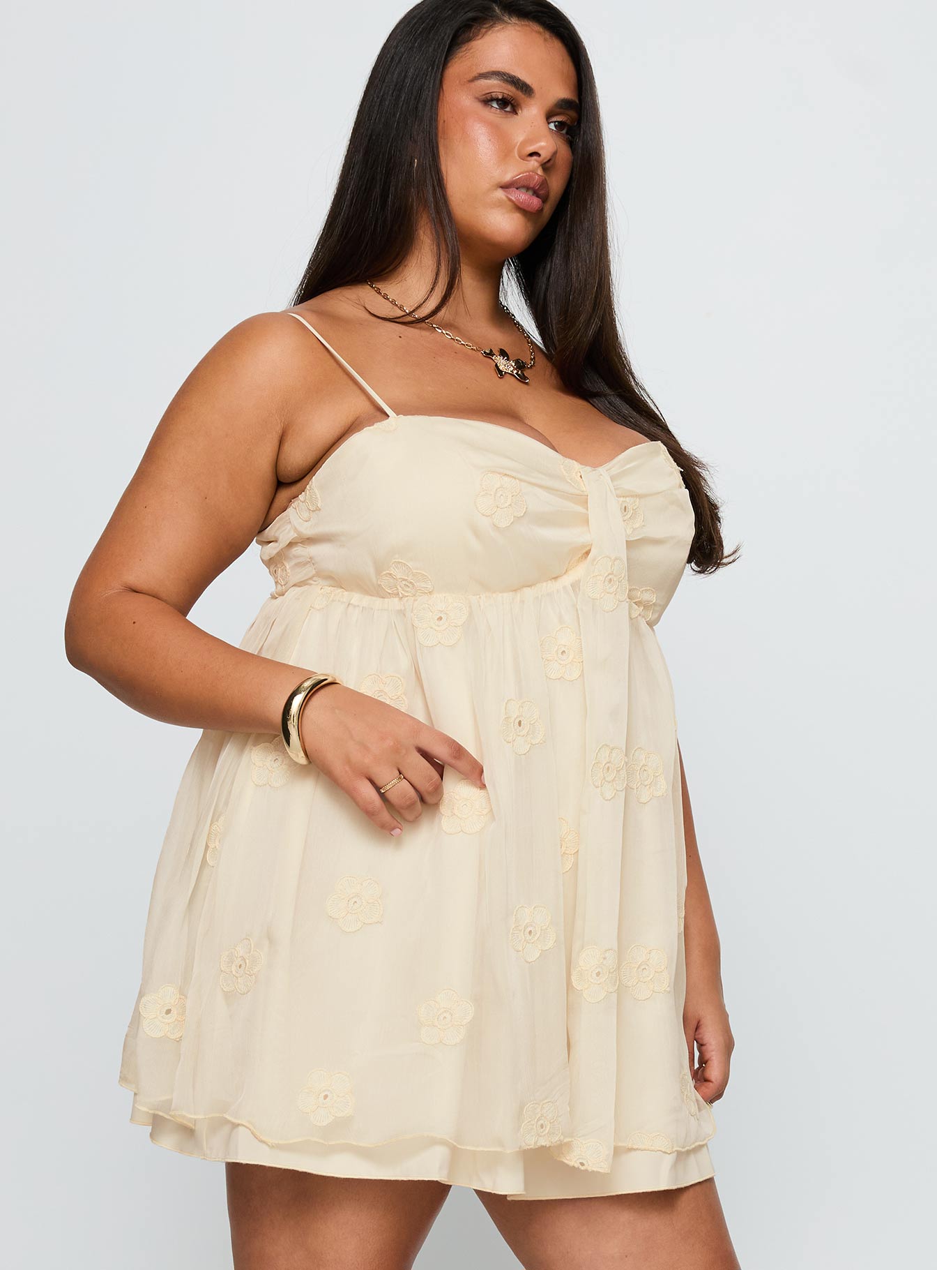 Sparks Fly Mini Dress Cream Curve - Image 4