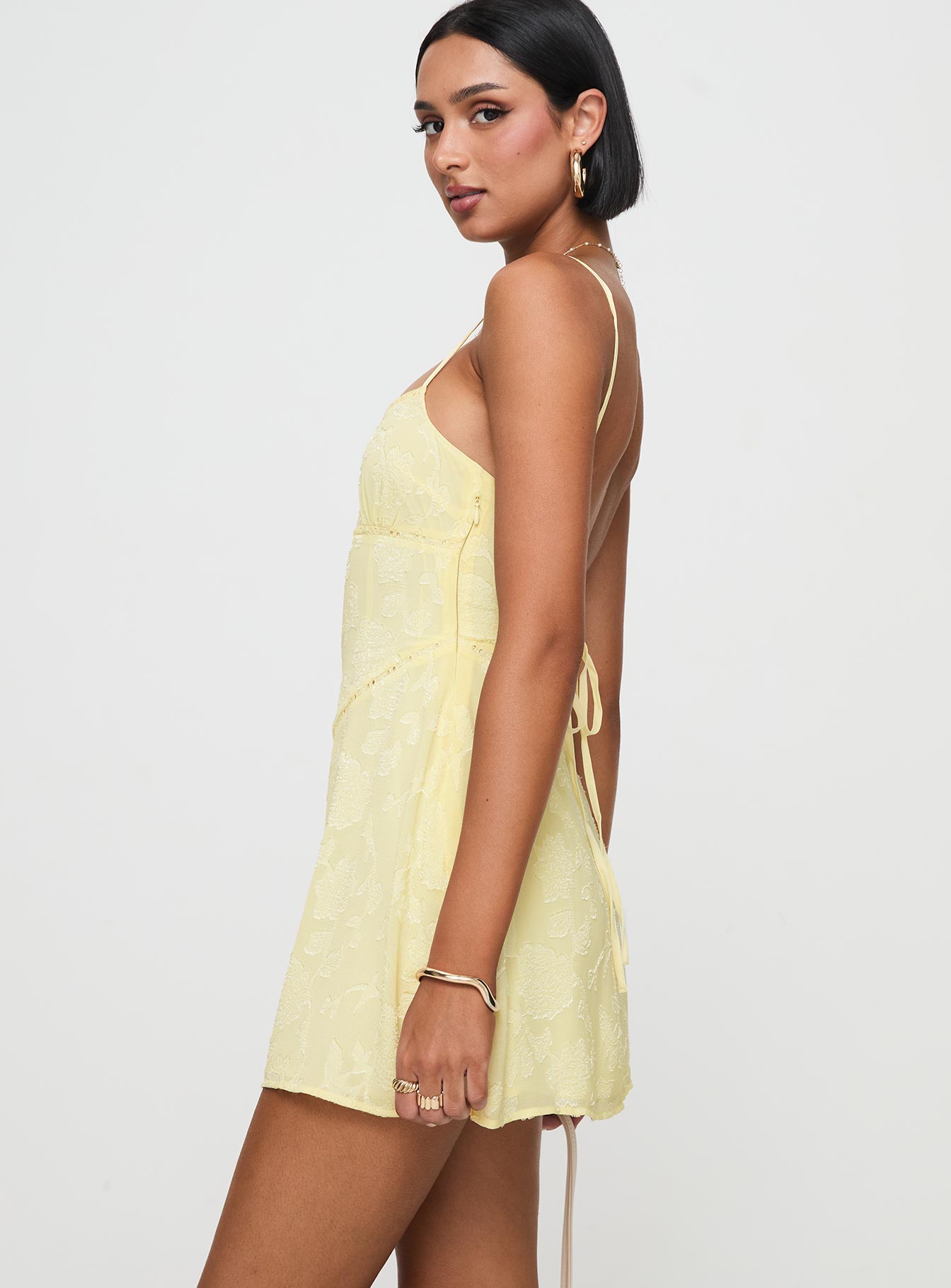 South Of France Mini Dress Yellow Petite - Image 4