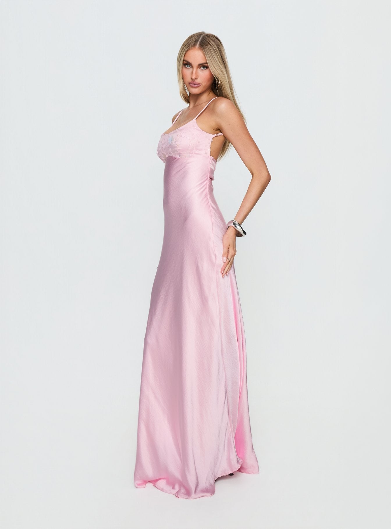Truth Hurts Ruched Backless Maxi Dress Pink - Image 3