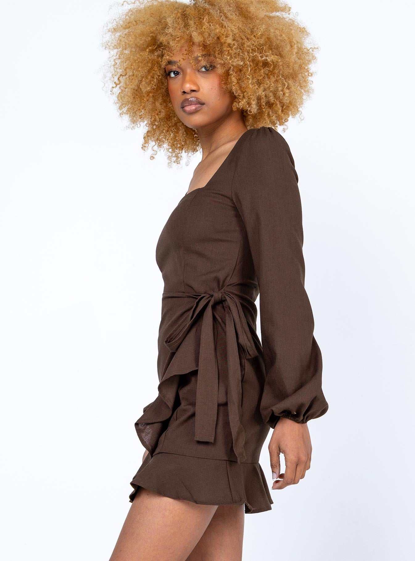 The Villa Mini Dress Brown - Image 3