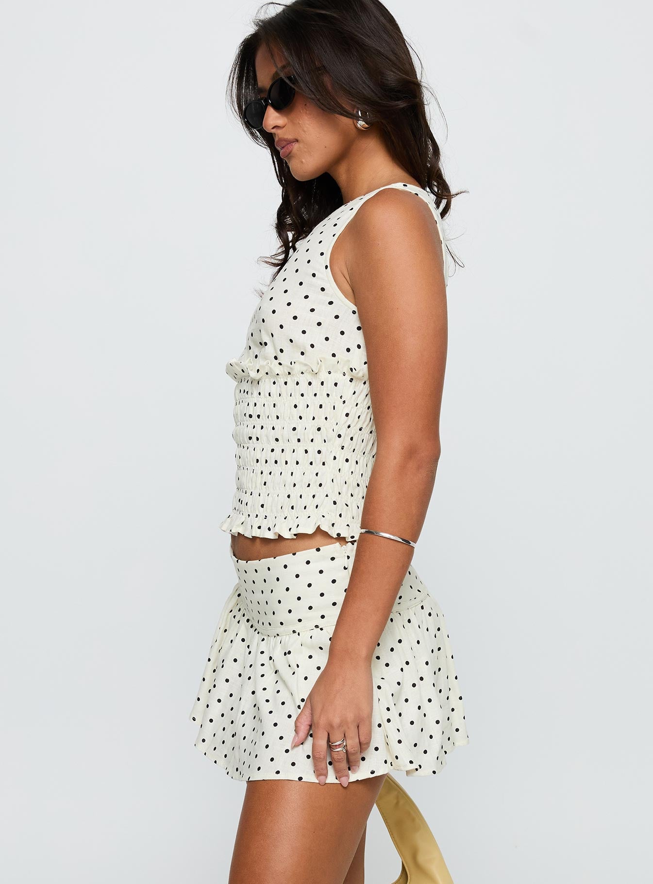 Tovie Frill Linen Blend Skort Cream Polka Dot - Image 4