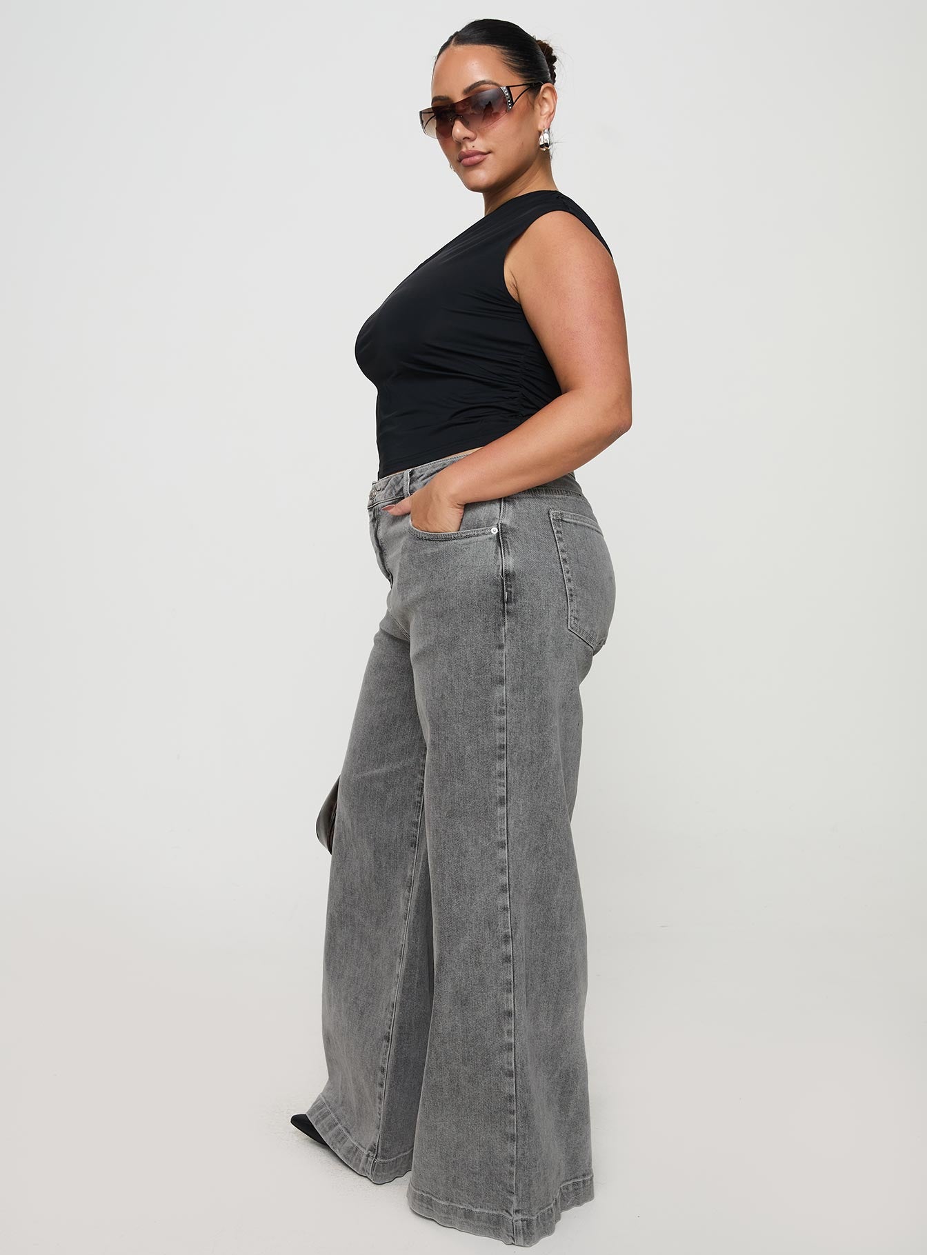 Wolfie High Rise Wide Leg Slouchy Jeans Steel Curve - Image 4