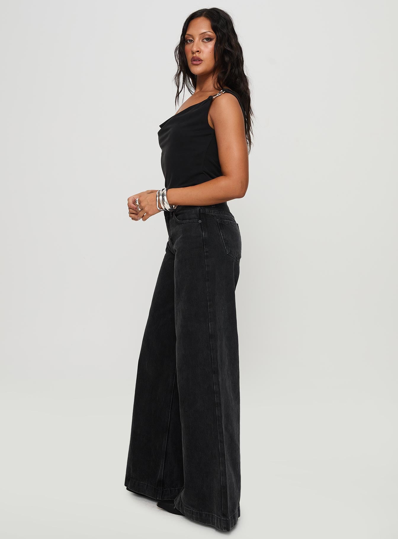 Toby Low Rise Baggy Jeans Charcoal - Image 4