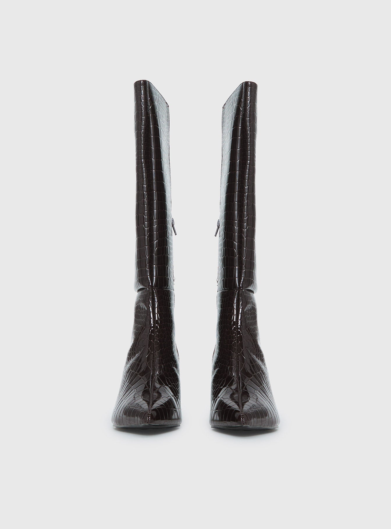 Therapy Dove Knee High Boots Chocolate Croc - Image 3