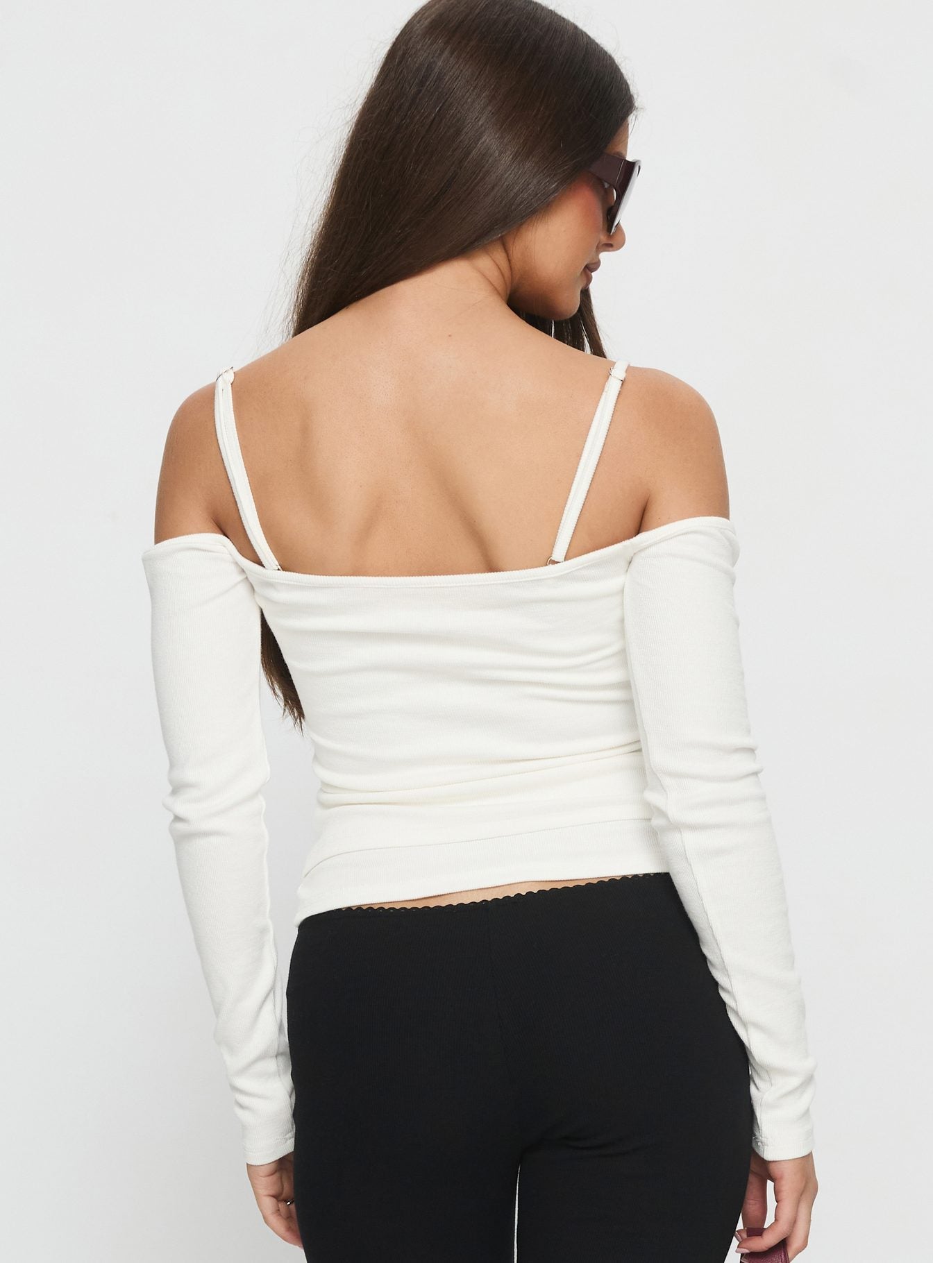Teenage Dreams Layered Long Sleeve Top White - Image 5