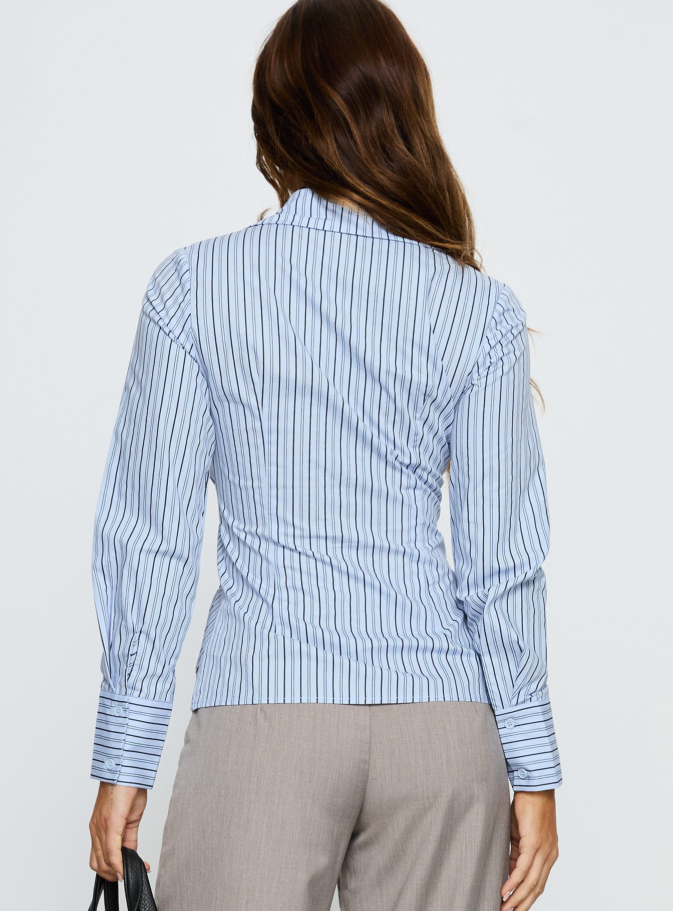 Sunisa Tie Detail Long Sleeve Top Blue Stripe - Image 4