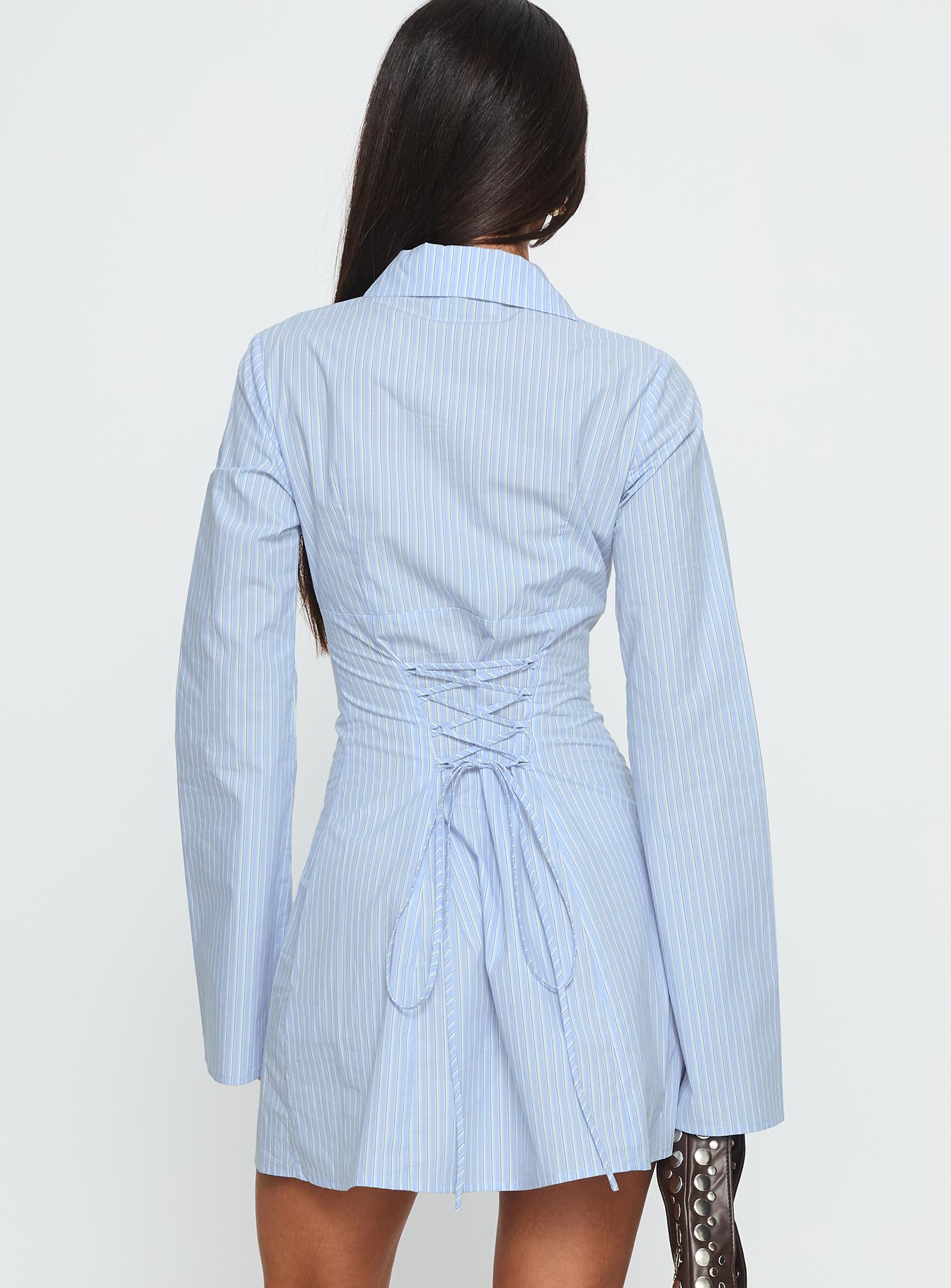 Tawni Long Sleeve Shirt Mini Dress Blue - Image 5