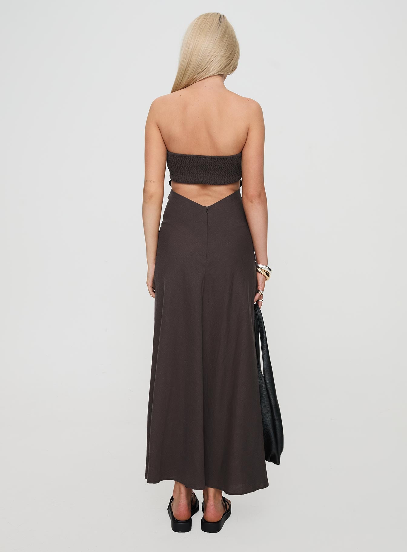 Yahir Strapless Maxi Dress Brown - Image 5