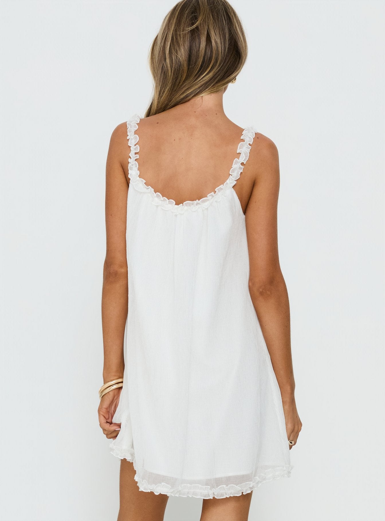 Sleeping Beauty Frill Baby Doll Mini Dress White - Image 5