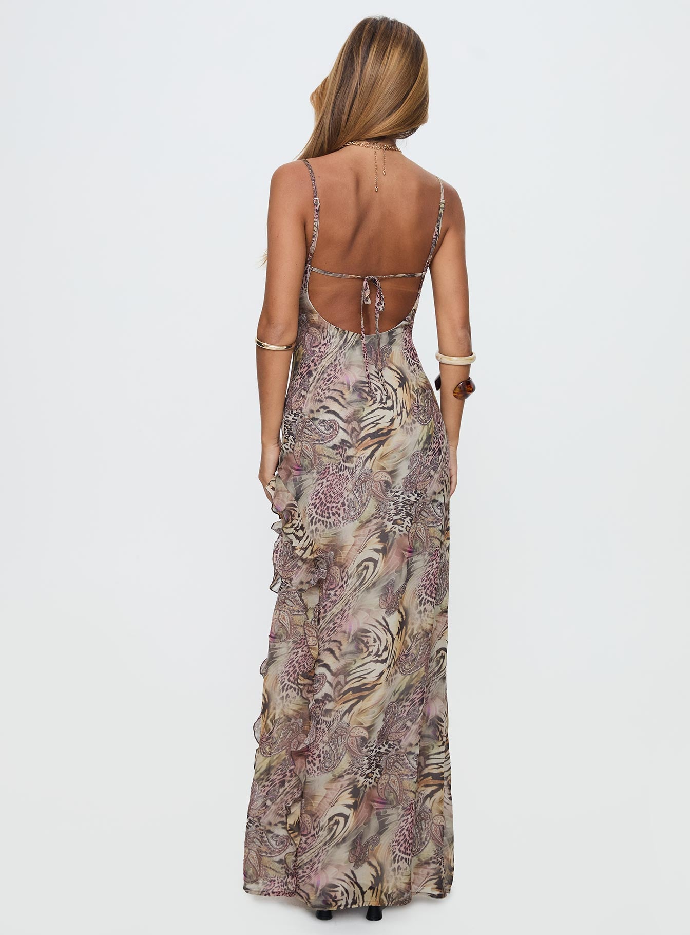Sympathize Frill Split Maxi Dress Multi - Image 5