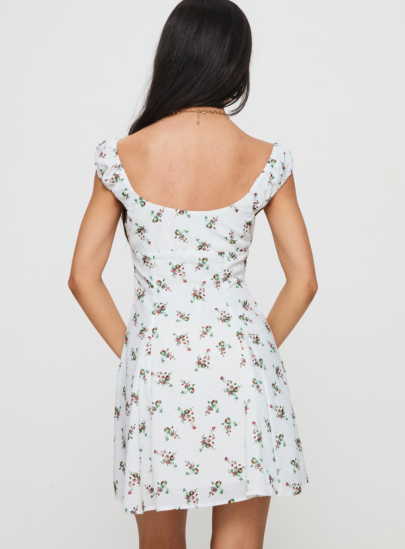 True Lives Mini Dress White Floral - Image 5