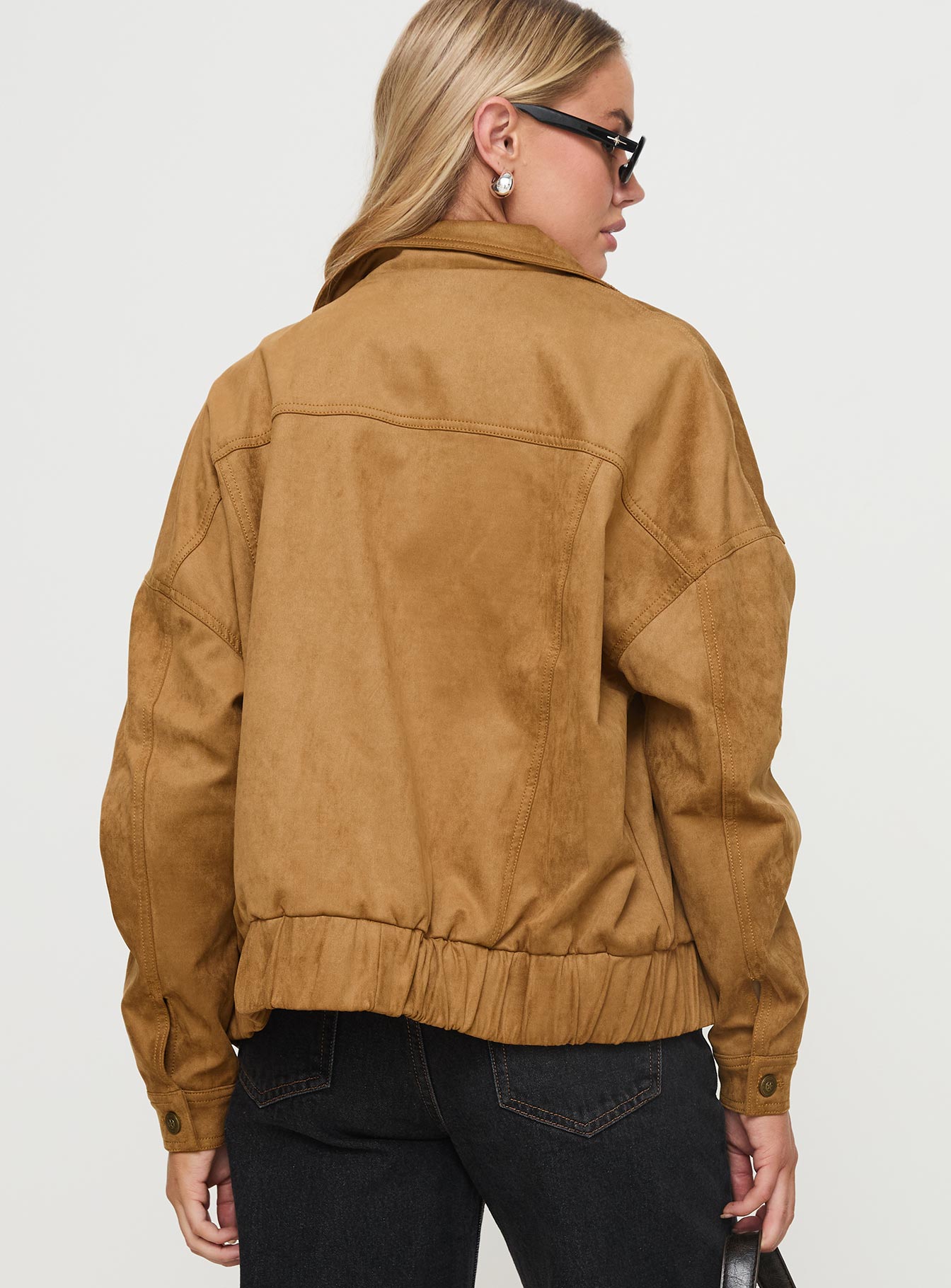 Ristretto Faux Suede Bomber Brown - Image 5