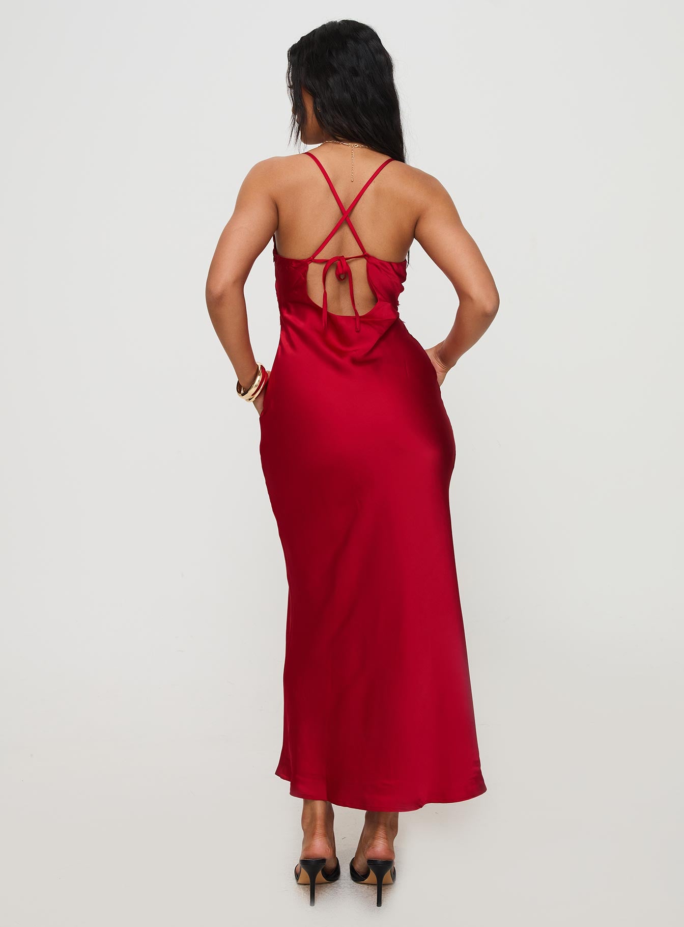 Treasure Bias Cut Maxi Dress Red - Image 4