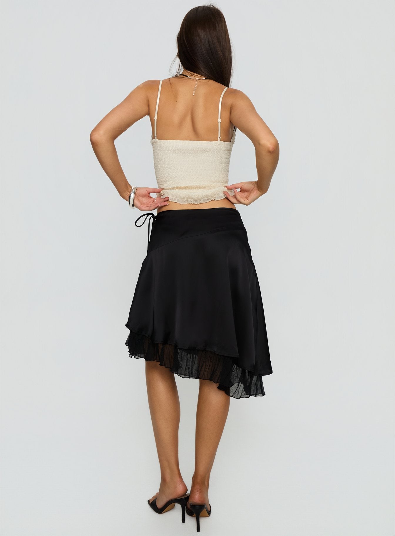 Rosemead Satin Midi Skirt Black - Image 5
